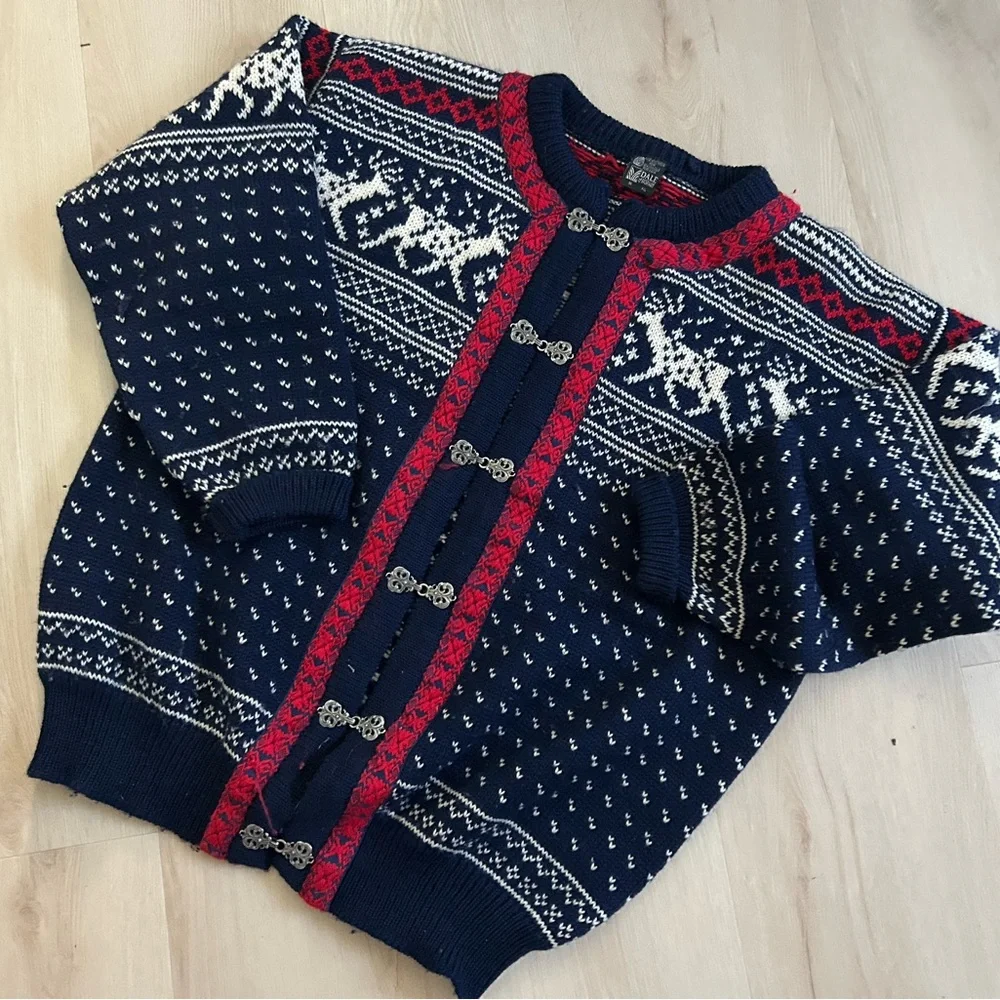 DALE of norway virigin wool sweater womens size XXL loose weave navy winter - Picture 4 of 14